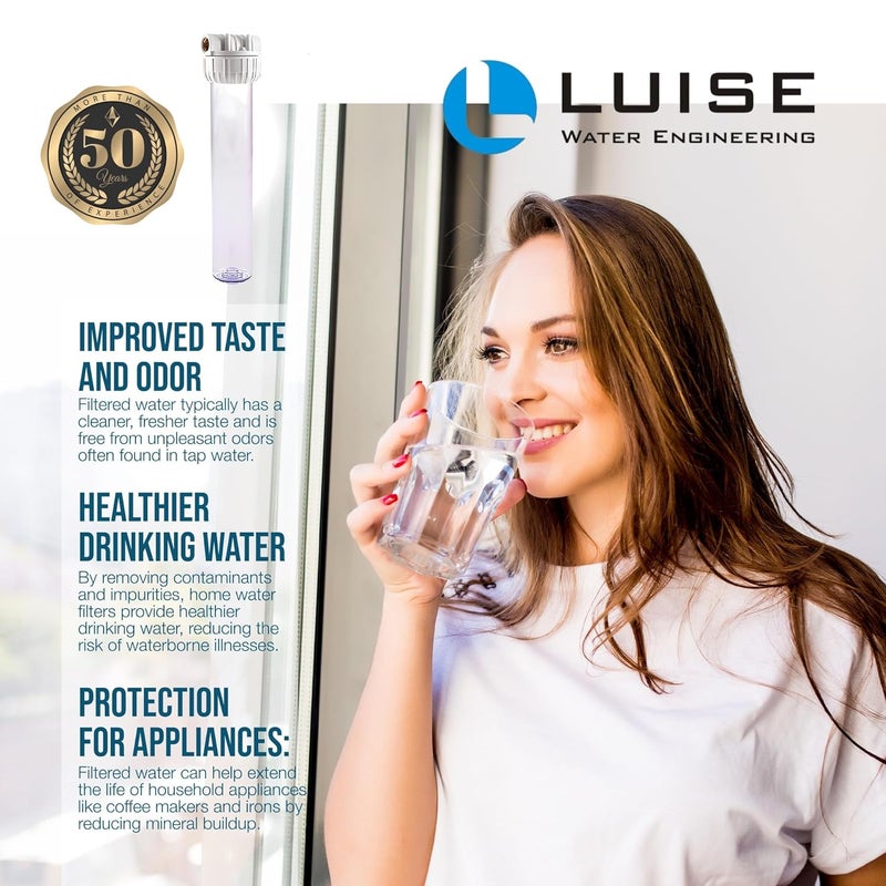 LUISE Super Big 20 Filter Housing 1" Inlet Brass Ports (20"x2.5") Made of Non-Toxic Plastic Material with Wrench and Bracket (L503.2050). - Image 5